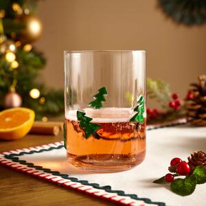 Hand-painted Christmas Tree Glass Tumbler Clear