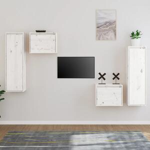 TV Cabinets 4 pcs White Solid Wood Pine