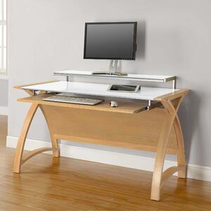 Helsinki Wide Desk with Monitor Shelf Oak