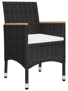 5 Piece Garden Dining Set with Cushions Poly Rattan Black
