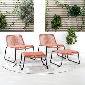 Pang Set of 2 Chairs and Footstools Terracotta
