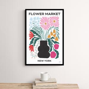 Flower Market New York Framed Print MultiColoured