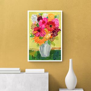 Grounded Bouquet Framed Print Green/Pink