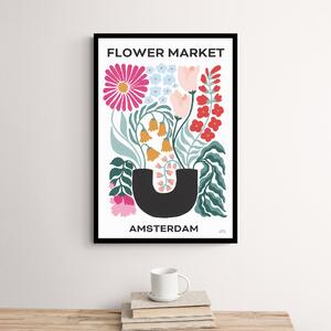 Flower Market Amsterdam Framed Print MultiColoured