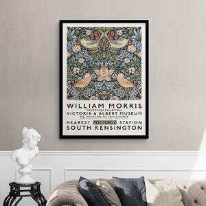 William Morris Inspired Exhibition Framed Poster Black/White/Blue