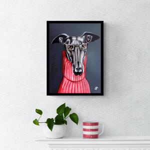 Cyril the Greyhound Framed Print MultiColoured