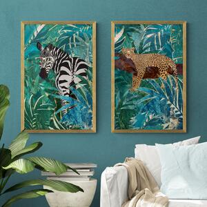 Set of 2 Jungle Vibes Framed Prints Green