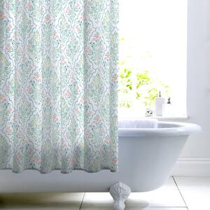 Heart and Soul Scallop Floral Shower Curtain White/Green/Pink