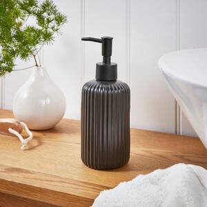 Ceramic Ribbed Soap Dispenser Black