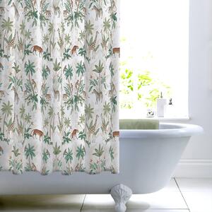 Safari Textured Shower Curtain Green/Brown
