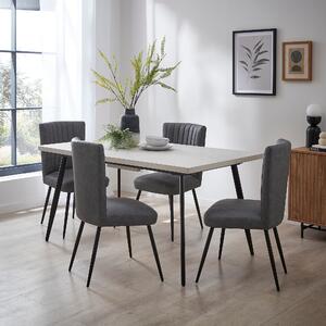 Zuri 6 Seater Rectangle Extendable Dining Table, Concrete Effect Grey