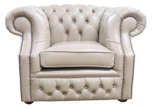Chesterfield Club Chair Vele Pebble Real Leather In Buckingham Style
