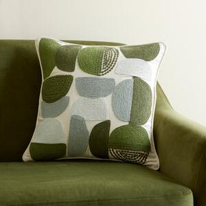 Elements Alton Crewel Sage Cushion Green/White