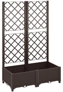 Outsunny Raised Garden Bed with Trellis, Plastic Planter Box with Drainage Holes and Drain Plugs for Climbing Plants, Vegetables, Flowers, Brown