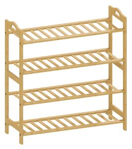 HOMCOM Freestanding Bamboo Shoe Rack, 4-Tier Shoe Shelf Stand for Hallway, Living Room, Bedroom, Natural Wood Finish