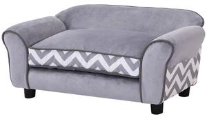 PawHut Dog Bed Sofa Velvet-Feel Pet Sofa Bed with Foam Cushion, Removable and Washable, for Medium Small Dogs, Grey Aosom UK