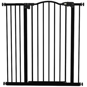 PawHut Adjustable Safety Barrier, Metal Pet Gate with Auto-Lock & No-Drill Installation, for Doorways & Stairways, 74-94cm, Black Aosom UK