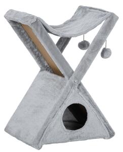 PawHut Compact Cat Activity Tree: 2-Level Kitten Centre with Scratching Post, 50L x 32W x 65H cm, Grey Aosom UK