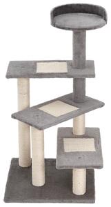 PawHut 100cm Cat Tree Uk Cat Tower Cat Tree for Large Cats, Solid Particle Board for Long Term Use, Beige & Grey Aosom UK