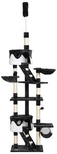 Pawhut Adjustable Cat Tree Condo, Kitten Playhouse with Scratching Posts, Fun House, Grey & White