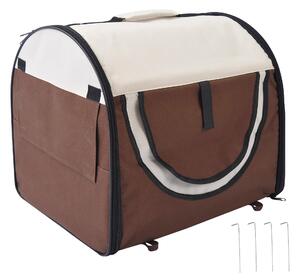 Pawhut Soft Pet Carrier, Foldable Cat and Dog Travel Bag, Breathable Fabric Crate, 46 x 36 x 41 cm, Brown. Aosom UK