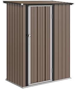Outsunny 5 x 3ft Garden Storage Shed with Sloped Roof, Lockable Door for Tools and Equipment, Metallic, Brown Aosom UK