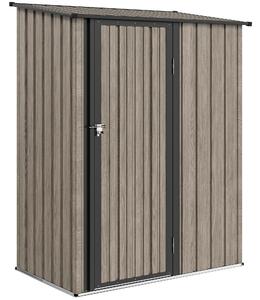 Outsunny 5x3 Garden Shed Metal Construction with Sloped Roof, Lockable Door, Perfect for Gardeners & DIY Enthusiasts, Light Grey Aosom UK