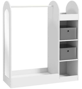 AIYAPLAY Kids Clothes Rail with Storage Shelf, Boxes, Mirror for Bedroom, Nursery, White Aosom UK