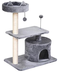 PawHut 3-Tier Cat Scratching Post with Sisal Rope & Play Toys, Durable Activity Centre for Cats, Grey Aosom UK