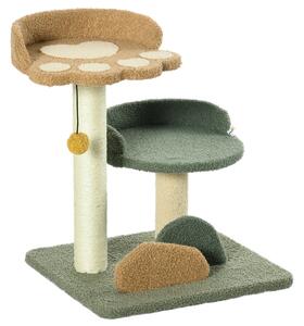 PawHut Compact Cat Tree: Scratching Posts, Dual Beds & Play Ball for Kittens, Space-Saving Design, 43 x 39 x 52cm, Grey Aosom UK