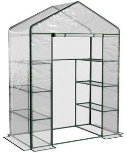 Outsunny 4 Tiers 8 Shelves Metal Frame Walk in Portable Greenhouse Transparent 143 L x 73W x 195H cm