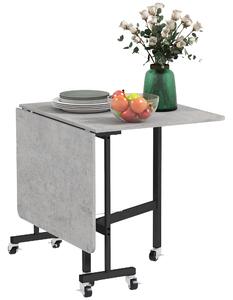 HOMCOM Drop Leaf Dining Table, Folding Kitchen Table with Metal Frame, Rolling Kitchen Dining Table for Small Spaces, Grey Aosom UK