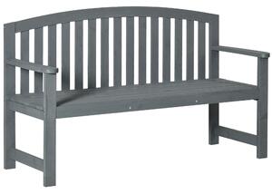 Outsunny 2 Seater Wooden Garden Bench with Armrest, Outdoor Furniture Chair for Park, Balcony, Grey