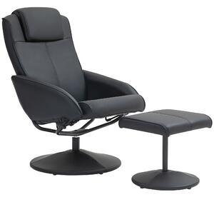 HOMCOM Faux Leather Reclining Chair and Footstool - Black Aosom UK