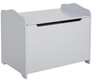 HOMCOM Wooden Kids Children Toy Storage Organizer Chest Safety Hinge Play Room Furniture Grey 60 x 40 x 48 cm Aosom UK
