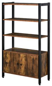 HOMCOM Industrial Bookshelf, Storage Cabinet with 3-Tier with Doors, for Home Office, Living Room Rustic Brown Aosom UK