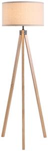 HOMCOM Floor Standing Lamp, Floor Lights with Cylinder Shaped Linen lampshade, Tripod-Style Wooden Base, Brown and Beige Aosom UK