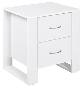 HOMCOM Bedside Table with 2 Drawers, Modern Boxy Design, Elevated Base, Melamine Finish, Bedroom Storage, White Aosom UK