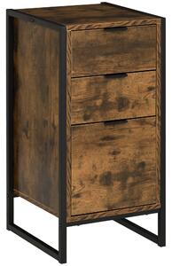 HOMCOM Industrial Storage Trunk: 3-Drawer Metal Cabinet, Freestanding Organiser, Rustic Brown Aosom UK