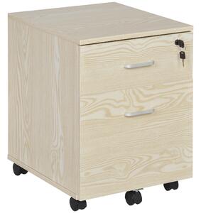 Vinsetto 2-Drawer Locking Office Filing Cabinet w/ 5 Wheels Rolling Storage Hanging Legal Letter Files Cupboard Home Organisation Oak Aosom UK