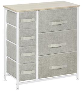 HOMCOM 7 Drawer Cabinet, Vertical Linen Storage Dresser Tower with Metal Frame, Adjustable Feet for Living Room, Bathroom, Kitchen, Grey Aosom UK