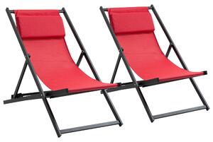 Outsunny Garden Deck Chairs, Set of 2, Folding, Portable for Beach/Patio, Durable, Red Aosom UK