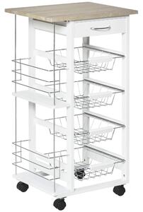 HOMCOM Kitchen Caddy: Movable Storage Marvel with Baskets & Racks, Rustic Brown Organiser Aosom UK
