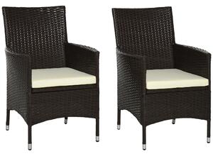 Outsunny Waterproof Rattan Armchair Duo: Deep Coffee Garden Patio Seating with Cushions Aosom UK