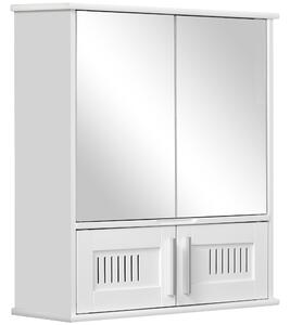 Kleankin Wall Mirror Cabinet: Double Door Storage with Adjustable Shelf, White Aosom UK