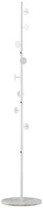 HOMCOM Coat Rack, Free Standing Hall Tree with 8 Round Disc Hooks, Steel Entryway Stand with Marble Base for Clothes, Hats, Purses, White Aosom UK