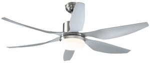 HOMCOM Reversible Ceiling Fan with Light, 6 Blades Indoor Modern Mount LED Lighting Fan with Remote Controller, for Bedroom, Silver Aosom UK