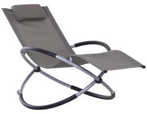Outsunny Orbital Lounger, Zero Gravity Patio Chaise, Foldable Rocking Chair with Pillow, Grey