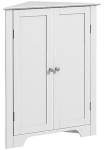 Kleankin Triangle Bathroom Cabinet, Corner Bathroom Storage Unit with Adjustable Shelf and Recessed Door, Free Standing, White Aosom UK
