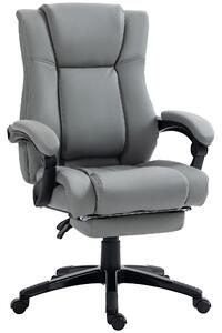Vinsetto PU Leather Home Office Chair, Swivel Computer Chair with Footrest, Reclining, Armrests, Adjustable Height, Grey Aosom UK